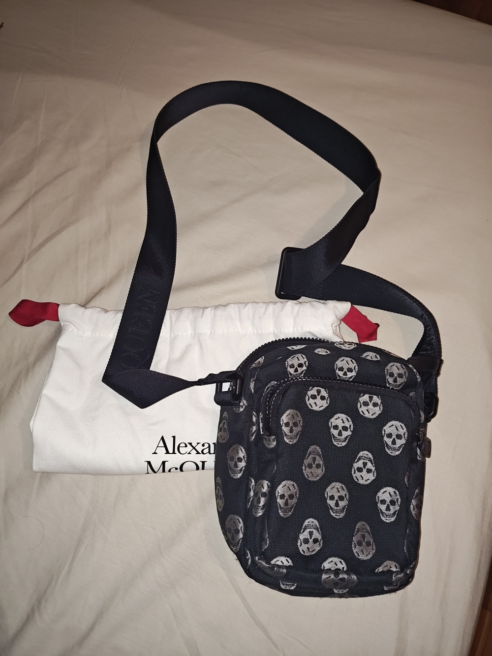 Alexander McQueen Black Skull Print Crossbody Bag